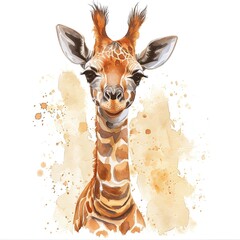 Canvas Print - Baby Giraffe Cute Illustration Watercolor