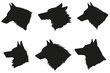 © George - Set of wolf silhouette, howling dog head, wildlife mountain animals vector illustration