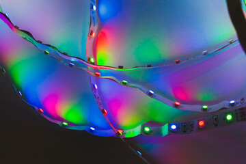 Sticker - Colorful LED strip lights, close-up photo