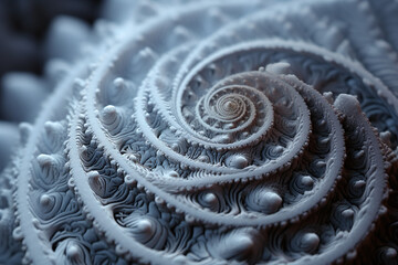 a winter landscape of microscopic spirals fractals pattern