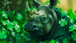 Rhinoceros on green background for St. Patrick's Day Festivities.