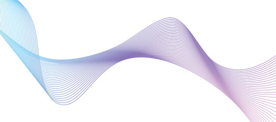 Wall Mural - line waves colorful gardient background element vector design isolated in blue, purple and pink colo