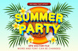 Summer party 3d editable text effect. Tropical beach summer text style