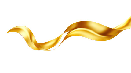 3d elegant gold ribbon isolated on transparent background