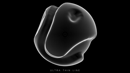 Wall Mural - ultra thin line fluid geometry. dynamic vector distorted spheres.