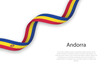 Waving ribbon with flag of Andorra