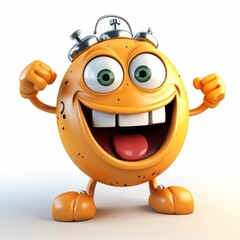 Poster - 3D happy funny watch character on white background