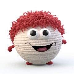 Poster - 3D happy funny wool character on white background