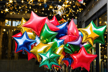 Wall Mural - Colorful star balloon environment celebrating holidays