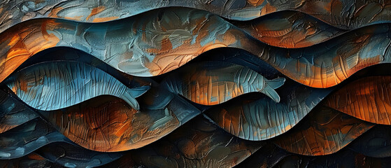 Wall Mural - Close-Up of a Wave Painting