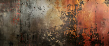 Rusted Metal Surface With Orange And Black Paint