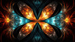 Macro closeup of Butterflies fractal flower, digital artwork for creative graphic design. 