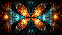 Macro Closeup Of Butterflies Fractal Flower, Digital Artwork For Creative Graphic Design. 