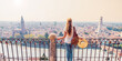Woman tourist enjoying panoramic view of Florence city in Italy