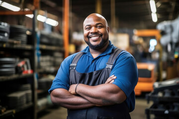 Canvas Print - Business adult worker person technician male occupation portrait industry standing mechanic men shop