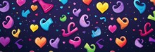 Seamless Colorful Background Of Hearts And Shapes