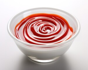 Wall Mural - A bowl of red tomato sauce in the photo on a white background. generative Ai