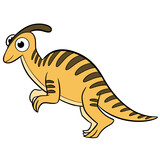 Fototapeta Dinusie - cute character parasaurolophus cartoon dinosaurus for children book illustration