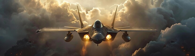 Wall Mural - The dynamic image of a stealth fighter aircraft in flight, showcasing its aerodynamic prowess.