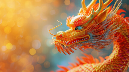 Wall Mural - Minimalistic chinese dragon background concept with empty space. 