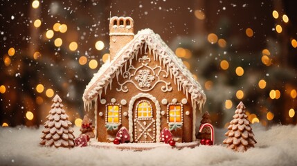 Sticker - Christmas gingerbread house.. Generative AI