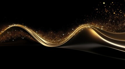 Poster - Gold glitter wave design. Generative AI