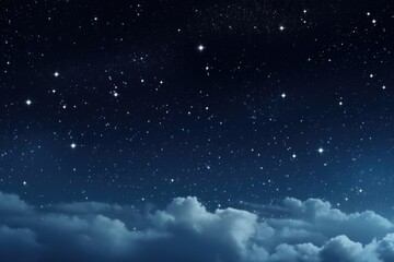Wall Mural - Night sky with clouds and stars.