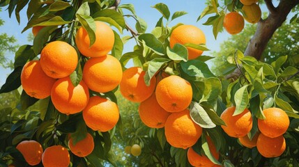 Wall Mural - Ripe tangerines on tree.. Generative AI