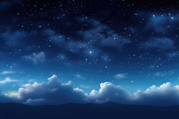 Wall Mural - Night sky with clouds and stars.