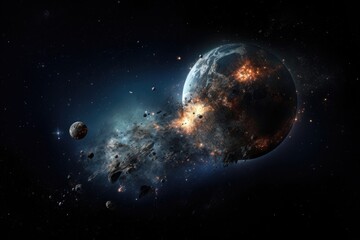 Wall Mural - Cosmic panorama of Earth, galaxies, stars, and more.