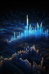 Canvas Print - 3d illustration of a graph chart with a bar chart. Generative AI.