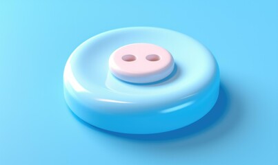 Wall Mural - A blue button with two pink buttons on it. Generative AI.