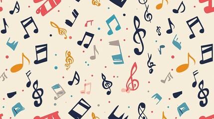 Wall Mural - Seamless pattern with musical notes