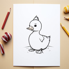 Wall Mural - pencil drawn duck sketch on a white paper