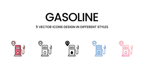 Sticker - Gasoline icons set isolated white background vector stock illustration.