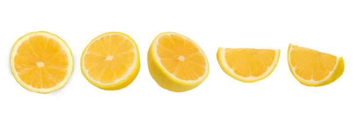 Lemon set cut in half on transparent background 