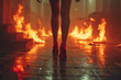 A fiery moment where stilettos symbolize the strength within women,