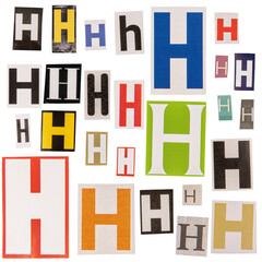 Wall Mural - Letter H cut out from newspapers