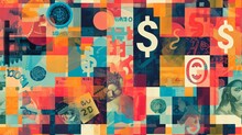 Colorful Seamless Pattern With Currencies