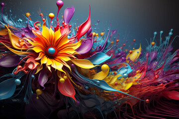 Wall Mural - Colorful flower with many different colors on it's petals.