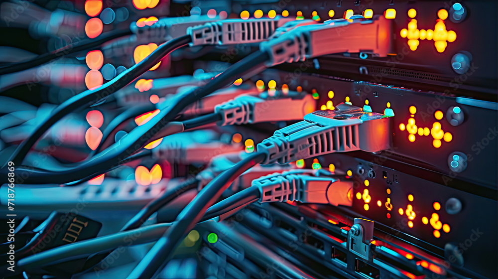 cables and connections for data transfer in the digital world. network ...
