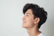 日本人の若い男性の横顔（若者・モデル・アジア人・白背景・背景なし）	
