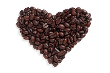 Wall Mural - Coffee beans arranged in a heart shape