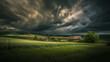 Storm clouds over fields