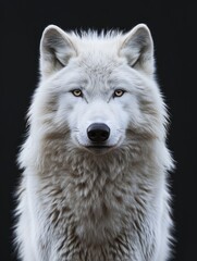 Wall Mural - arctic wolf on black background