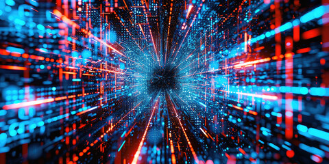  Abstract digital virtual city. Scanning city for hackers attack concept. Software developer, programming, binary computer code with technology and connection concept