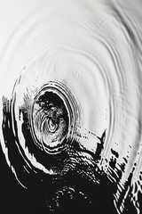Wall Mural - Vertical Top view of black and white abstract pattern in water with ripples.