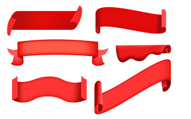vector red banner sticker blank vector simple clipart set