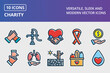 Charity Thick Line Filled Dark Colors Icons Set