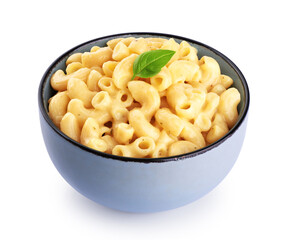 Wall Mural - Mac and cheese. Creamy macaroni and cheese pasta isolated on white background. With clipping path.